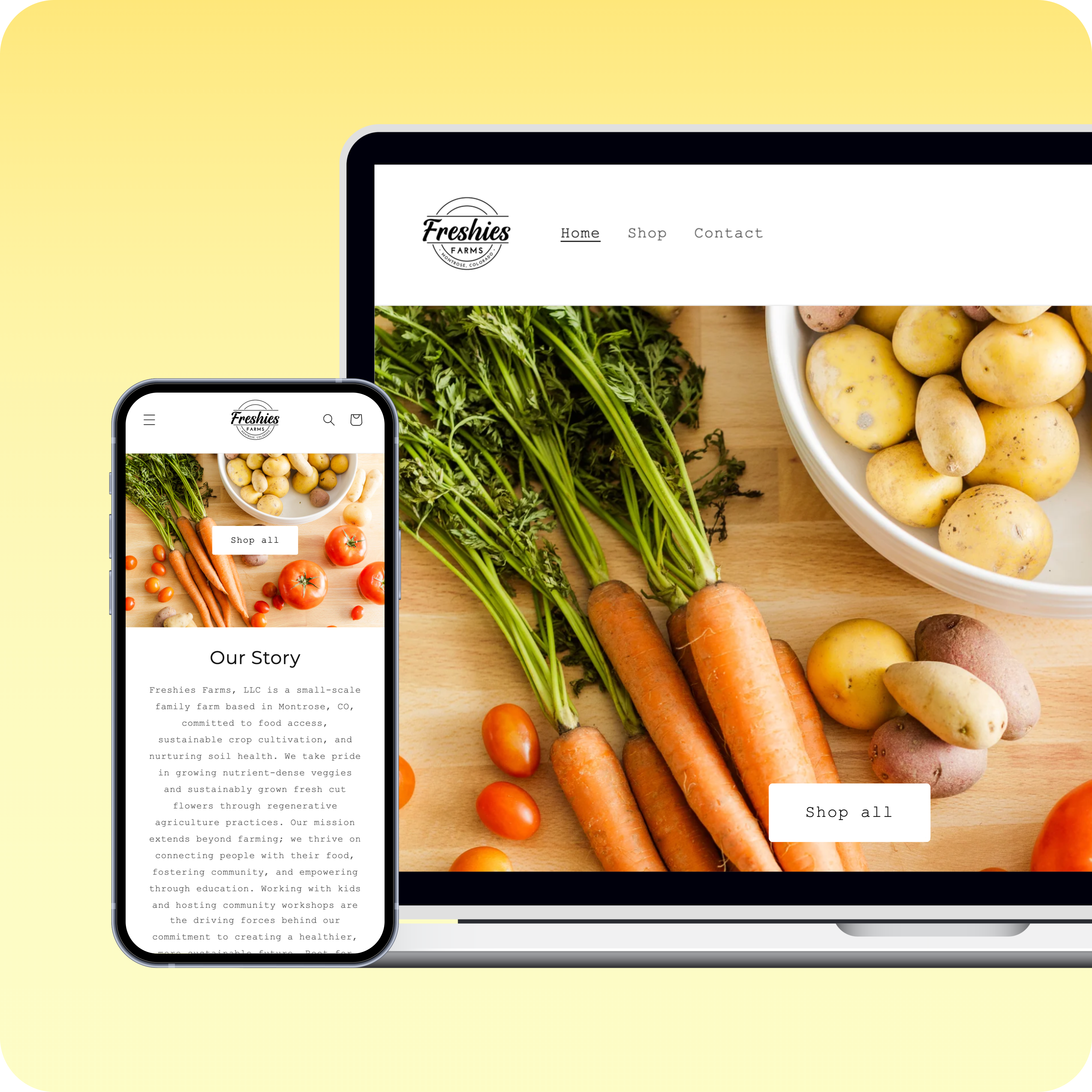 Freshies Farms Ecommerce Site — Designer and Developer